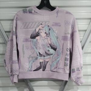 Anime Graphic Sweatshirt in Lavender